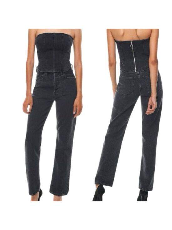 Denim Forum Denim - Aritzia Denim Forum The 90s Joni Hi-Rise Jean Washed Black Denim Button Fly 23